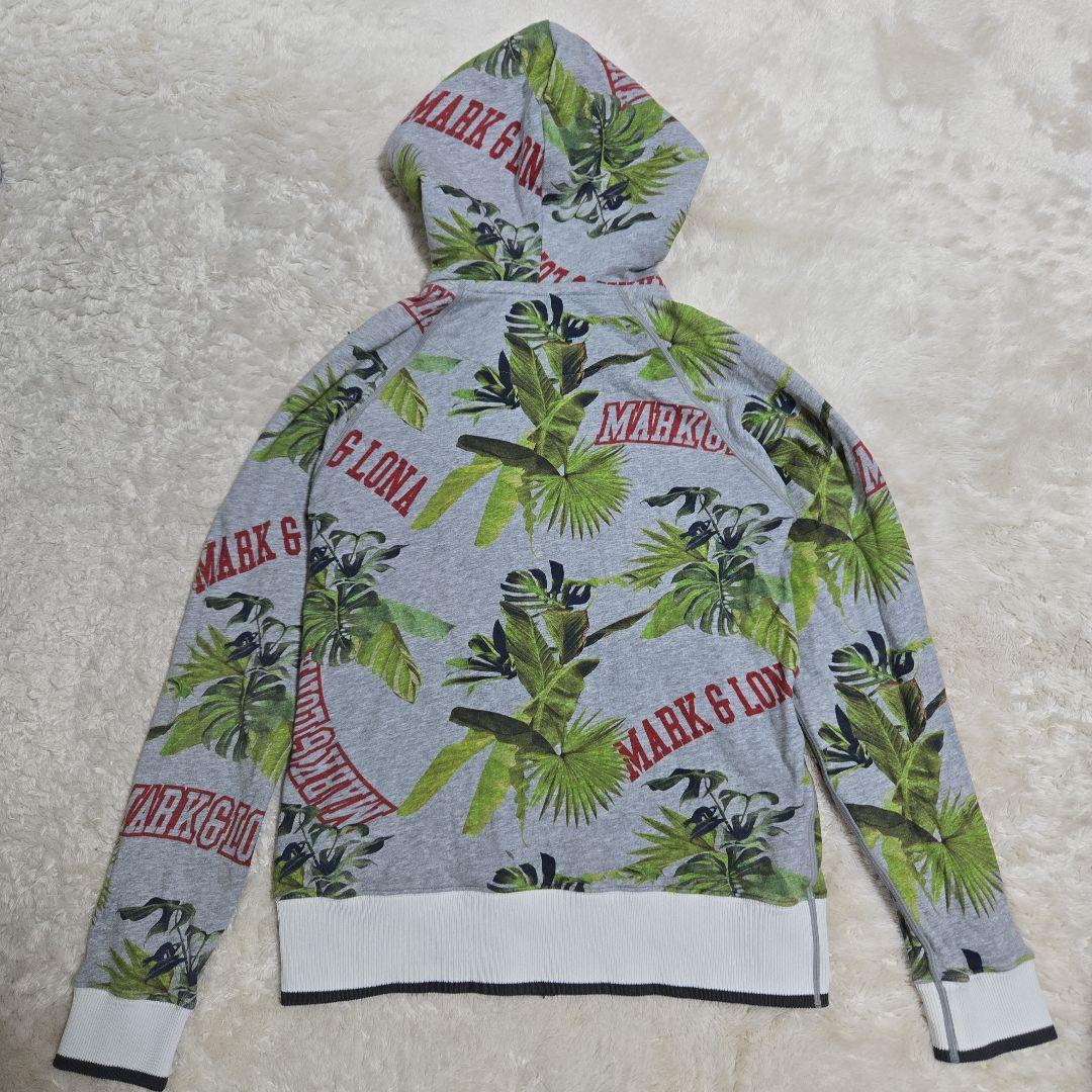 MARK&LONA スカル ラインストーン ボタニカル ジップアップ パーカー