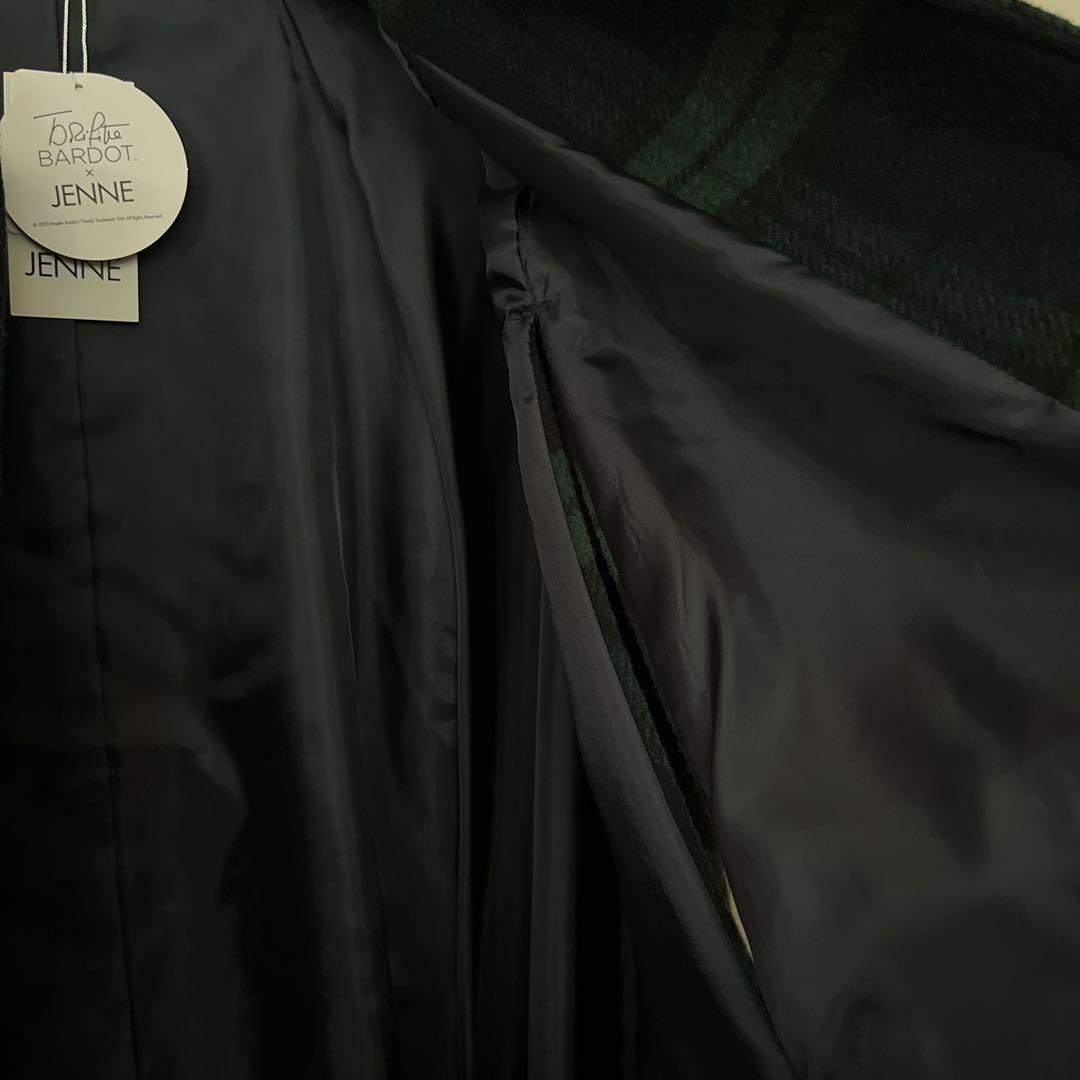 ま*】様 【新品】JENNEジェンヌチェックケープコートブリジットバルドーポンチ