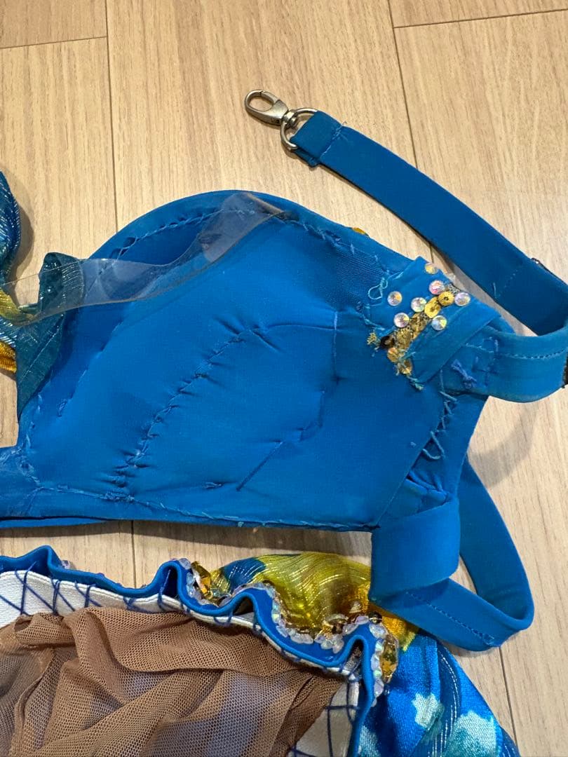 ベリーダンス衣装　マンドゥーハ サラマ　ブルー地イエロー花柄