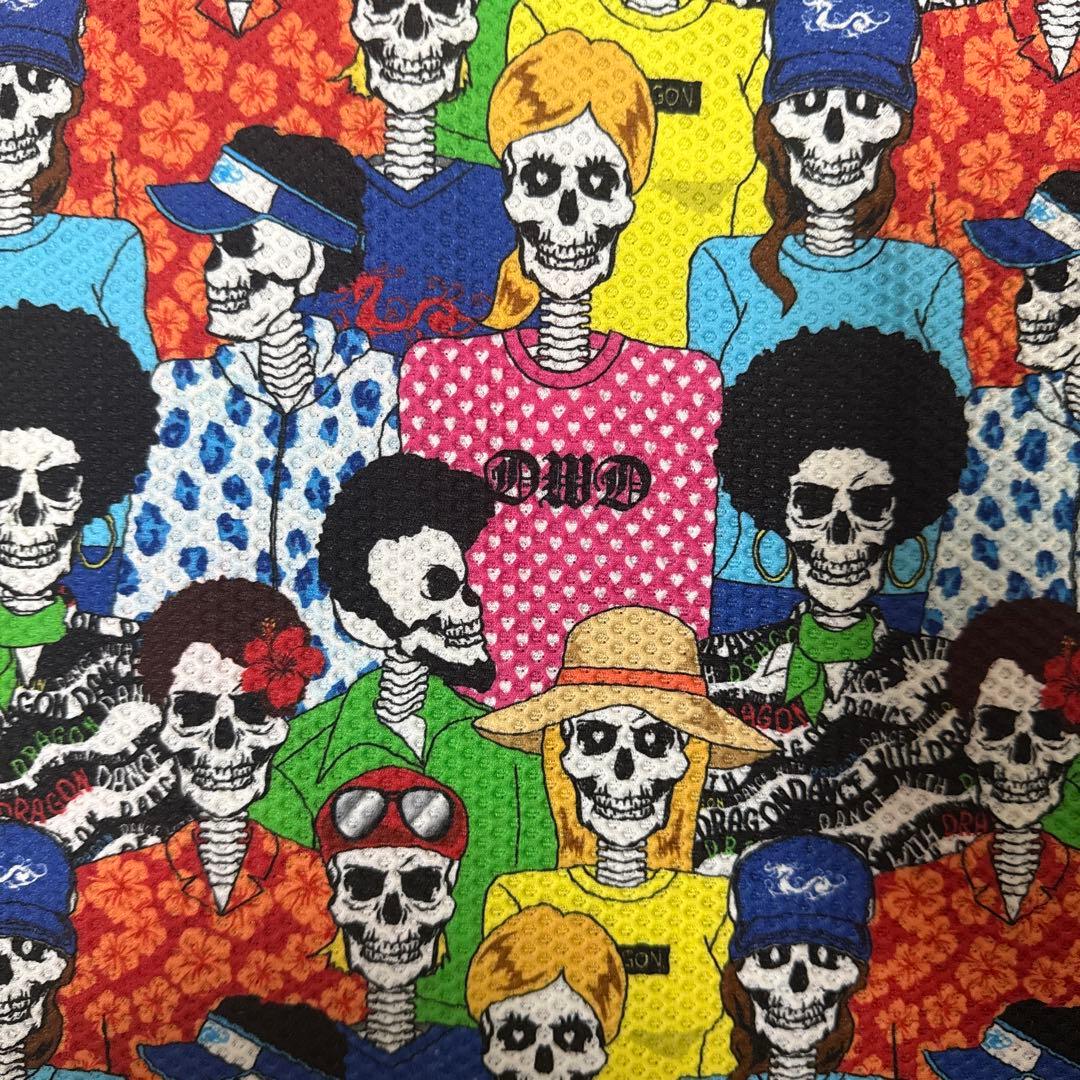 美品　DANCE WITH DRAGON メンズ総柄半袖メッシュポロシャツ　2