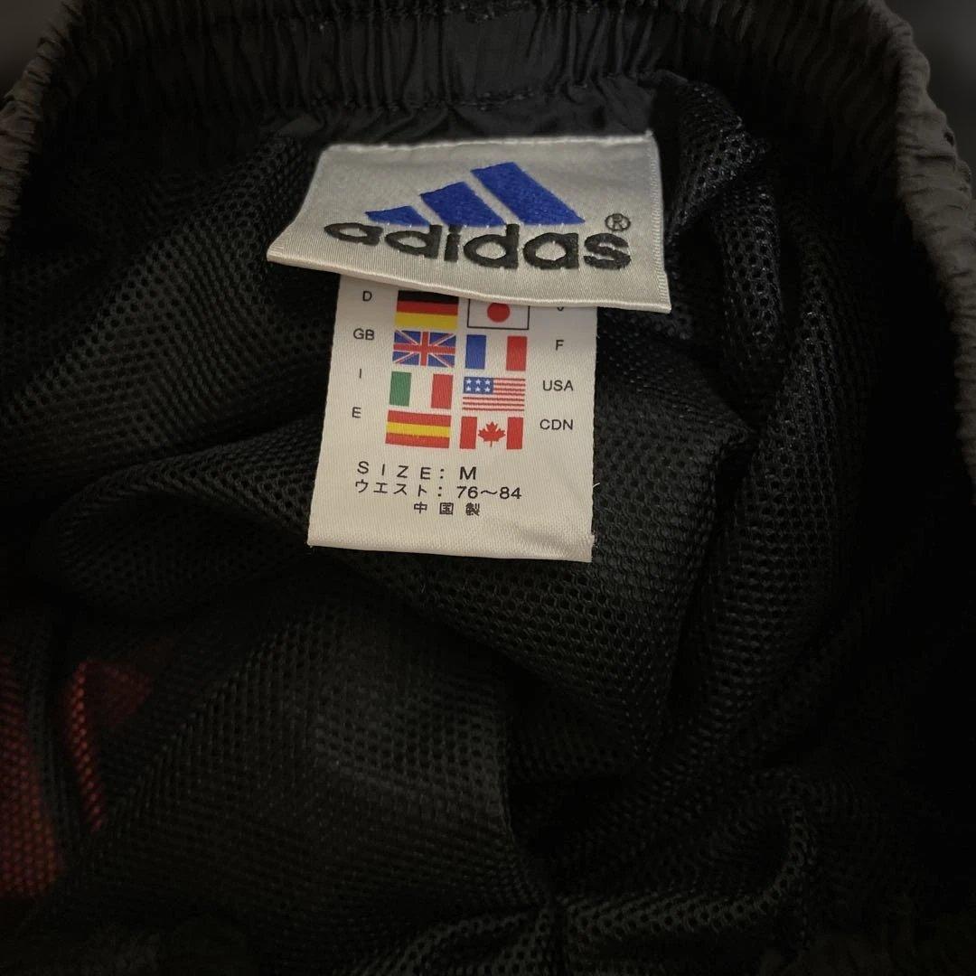 adidas ウインドブレーカー 上下セット ブラック レッド フード収納 M