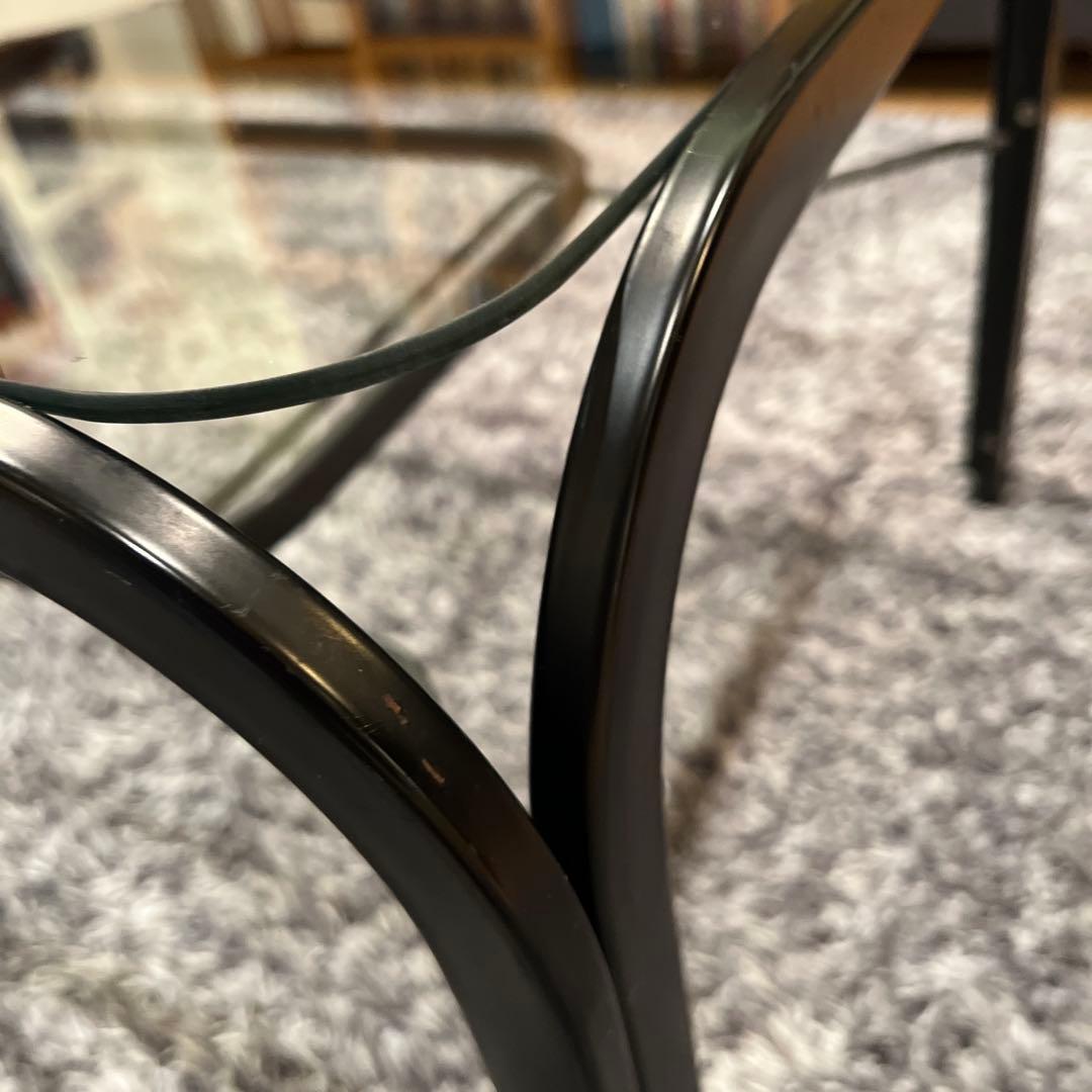 ミッドセンチュリー アイアンフレーム センターテーブル ガラステーブル　ブラック