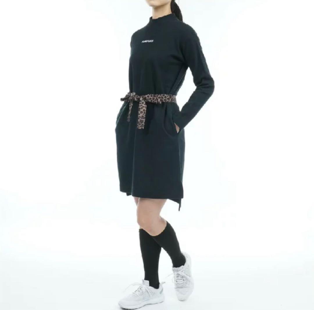 新品　パーリーゲイツ　ワンピース　モックネック　ハーフジップ　ブラック　サイズ0