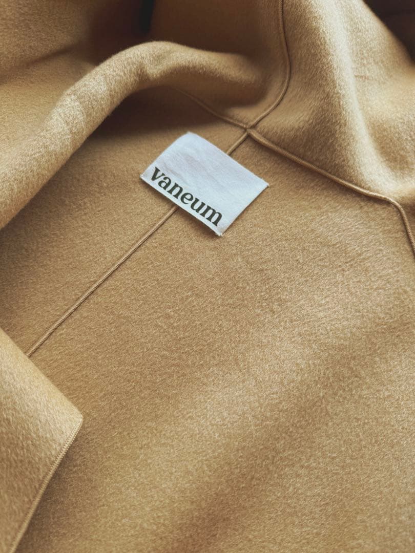 【高島屋購入品】Vaneum クロークフーディポンチョコート　キャメル　ウール