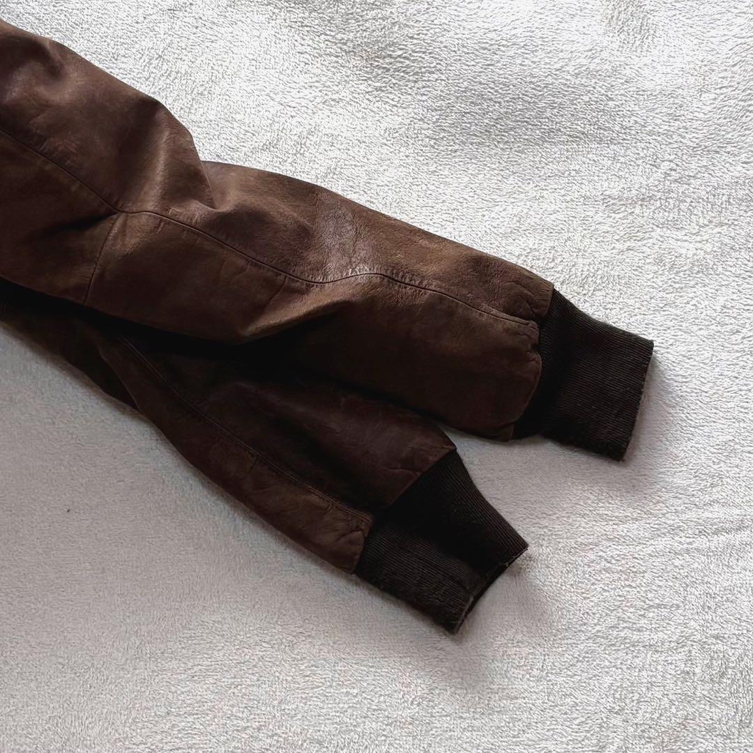 90s vintage leather jacket blouse 羊革 短丈