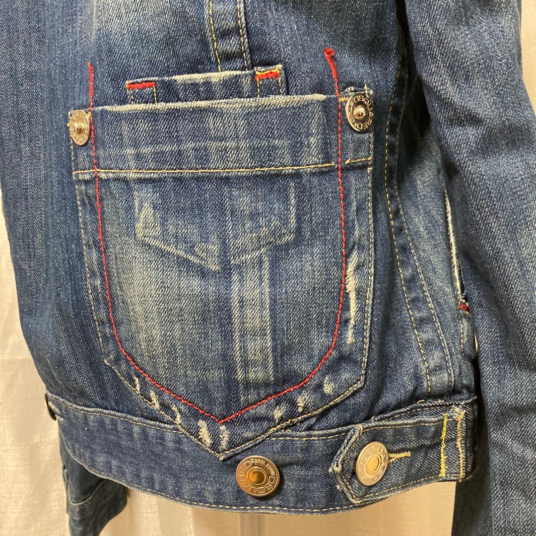 美品　ディースクエアード2デニムジャケット　ロゴ刺繍　ブルー系　Ｍ　イタリア製