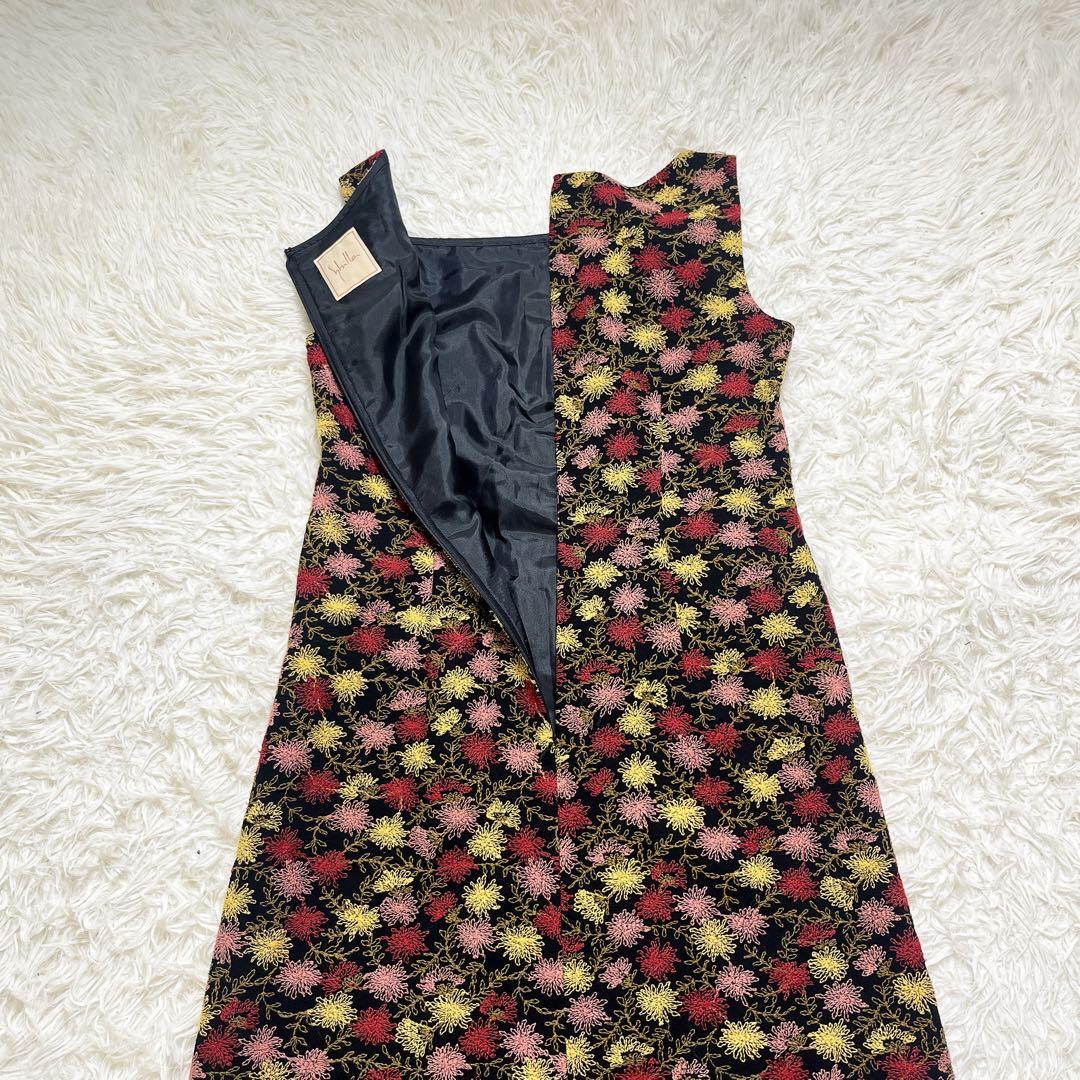 シビラ ノースリーブ ロングワンピース 花柄 刺繍 日本製 Lサイズ