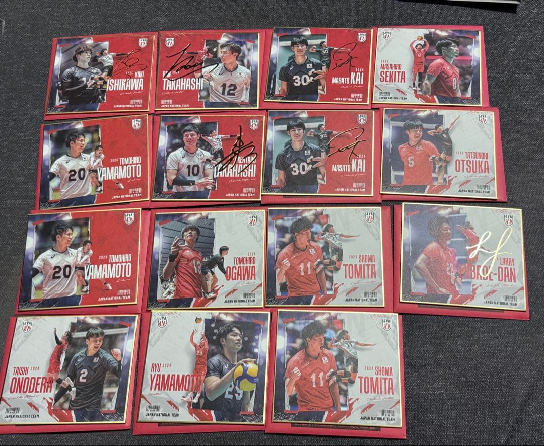 男子バレー 日本代表チーム 直筆サイン入り 金箔サイン カードセット