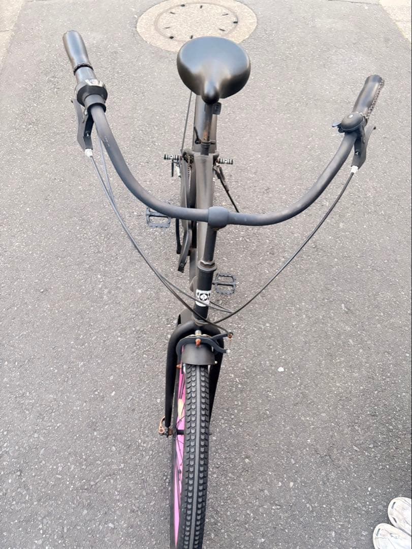 ビーチクルーザー 自転車 ブラック/ピンク 26インチ