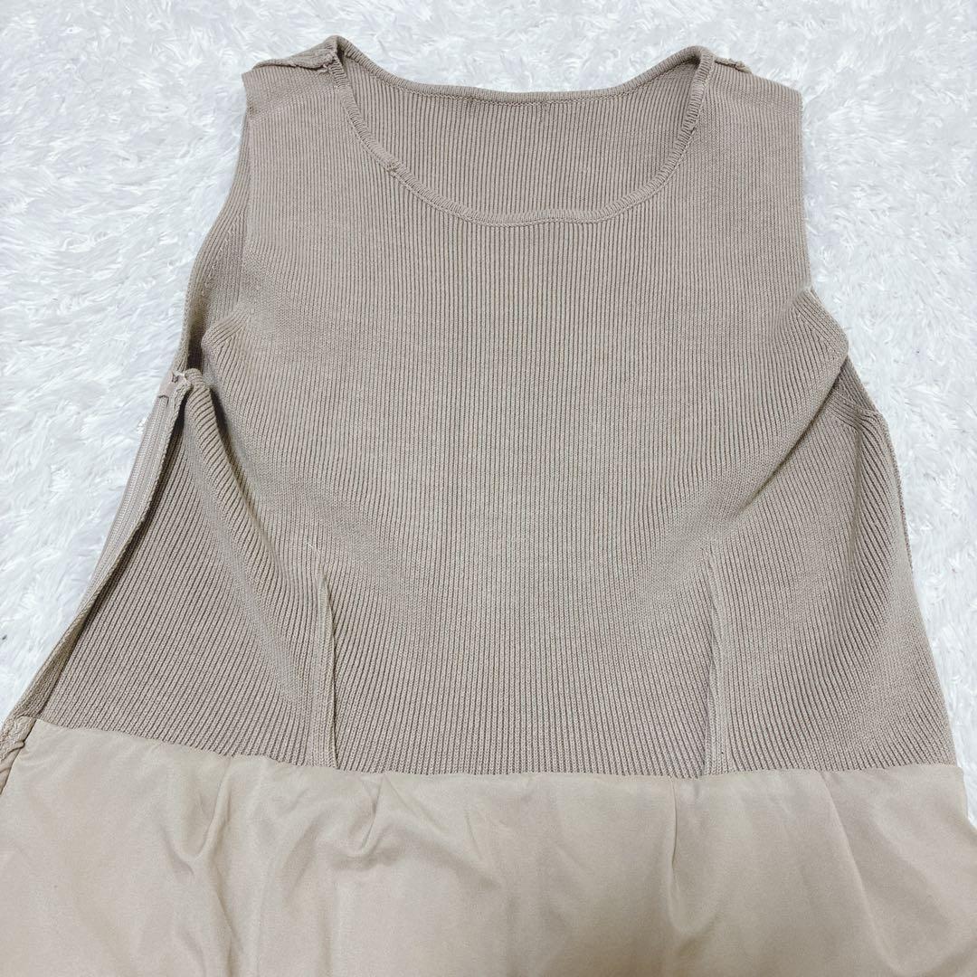 FRAY I.D ベージュ コットンギャザーニットワンピース マキシ丈