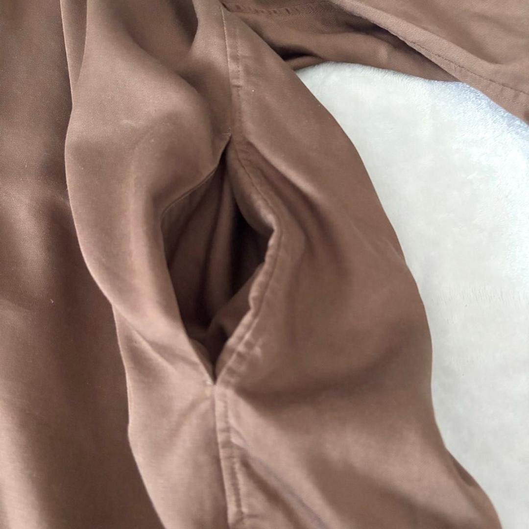 Chaos　テットラチネシャツワンピース　ブラウン　カオス　ロング　長袖　リネン