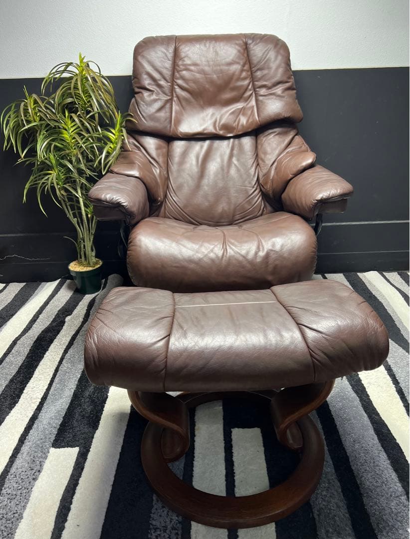 エコーネス / EKORNES ストレスレスチェア＆オットマン付　レノ  本革