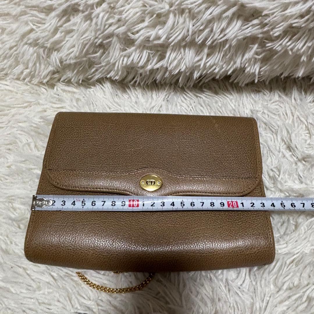 クリスチャンディオール ショルダーバッグ チェーン ブラウン レザー