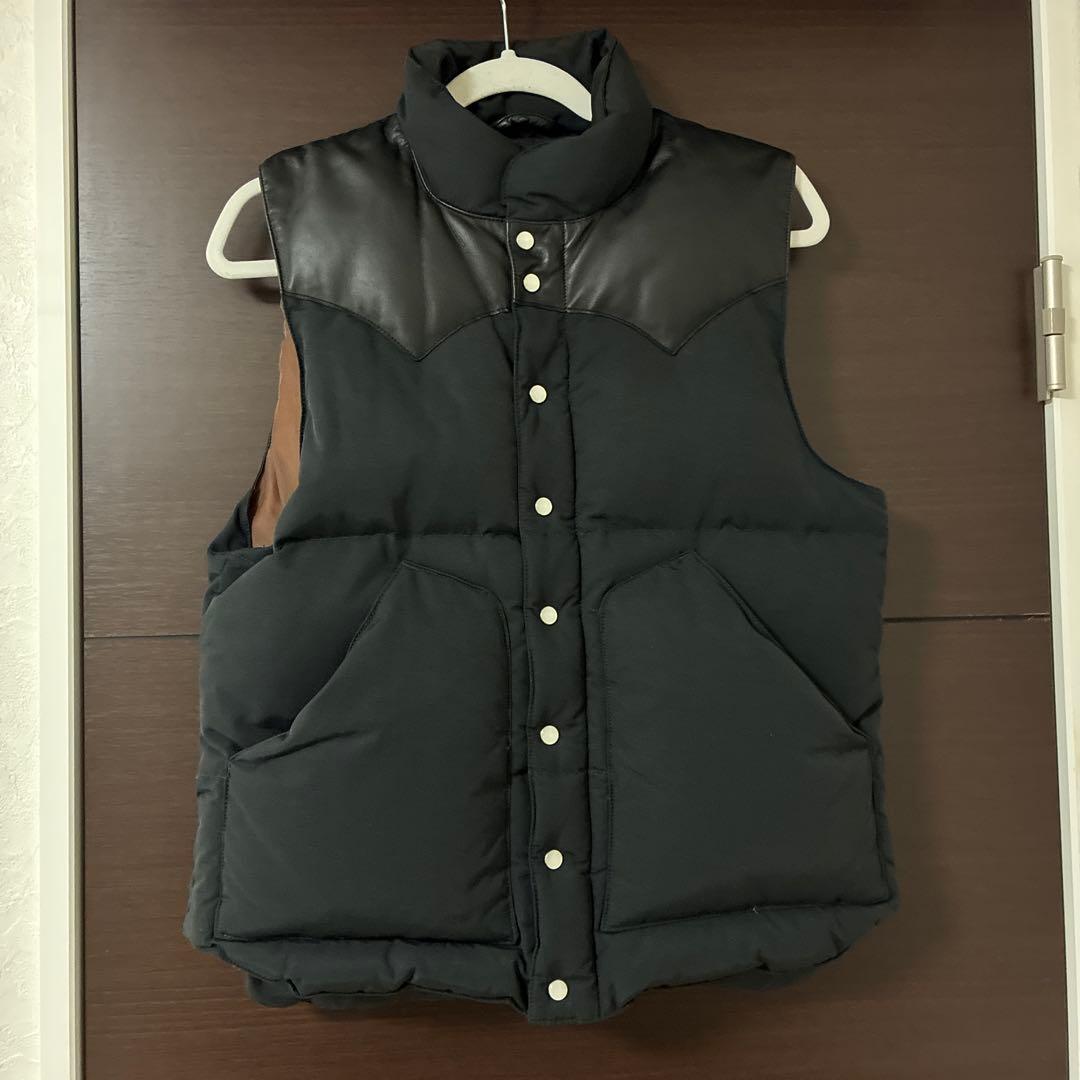 ヒューストン　HOUSTON ダウンベストブラック　黒　M 美品　羊革