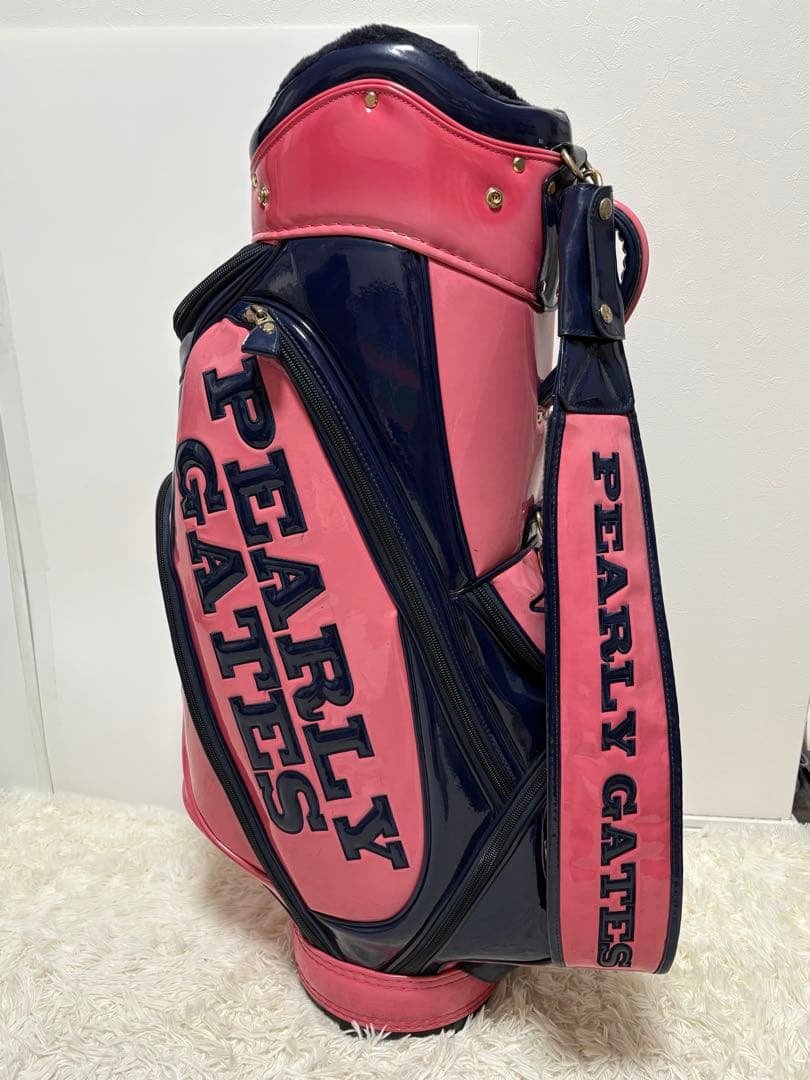 パーリーゲイツ キャディバッグ 9型　ネイビー ピンク ブラック　ニコちゃん