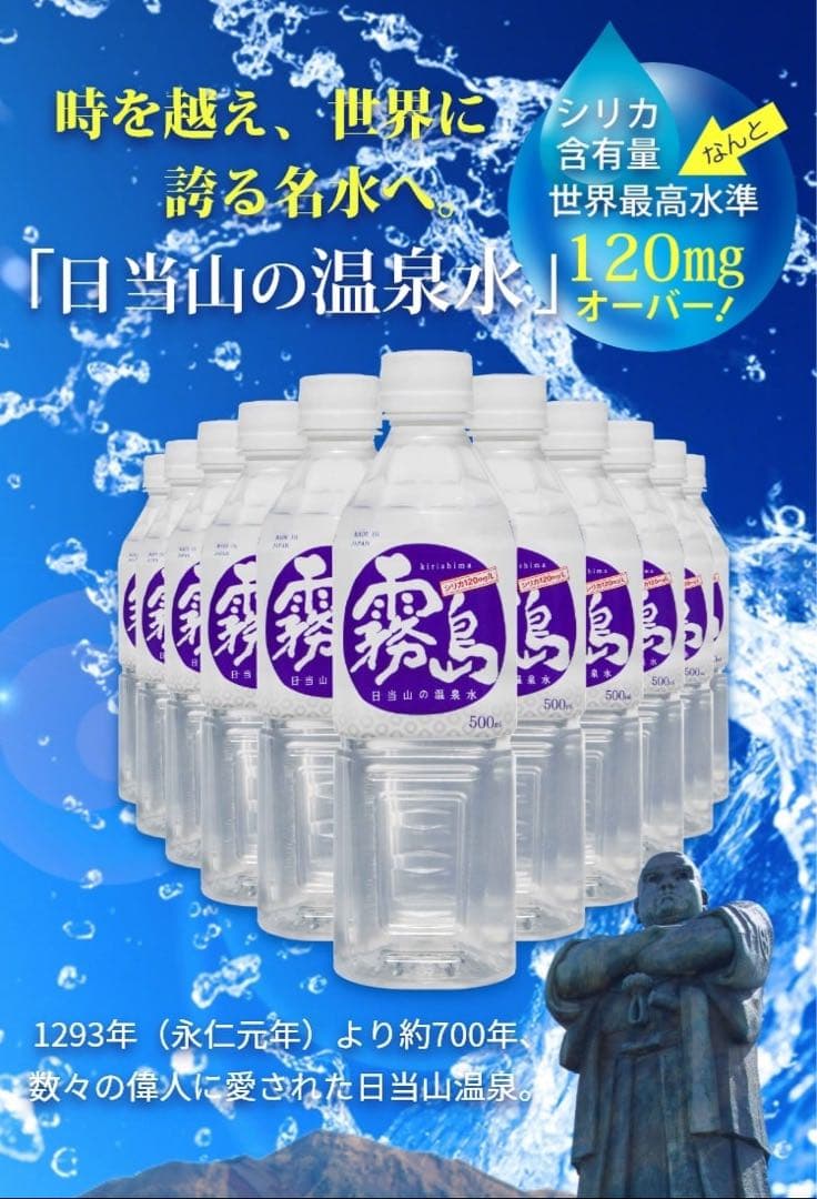 シリカ水☆霧島 日当山の温泉水2L(6本入り)×4箱