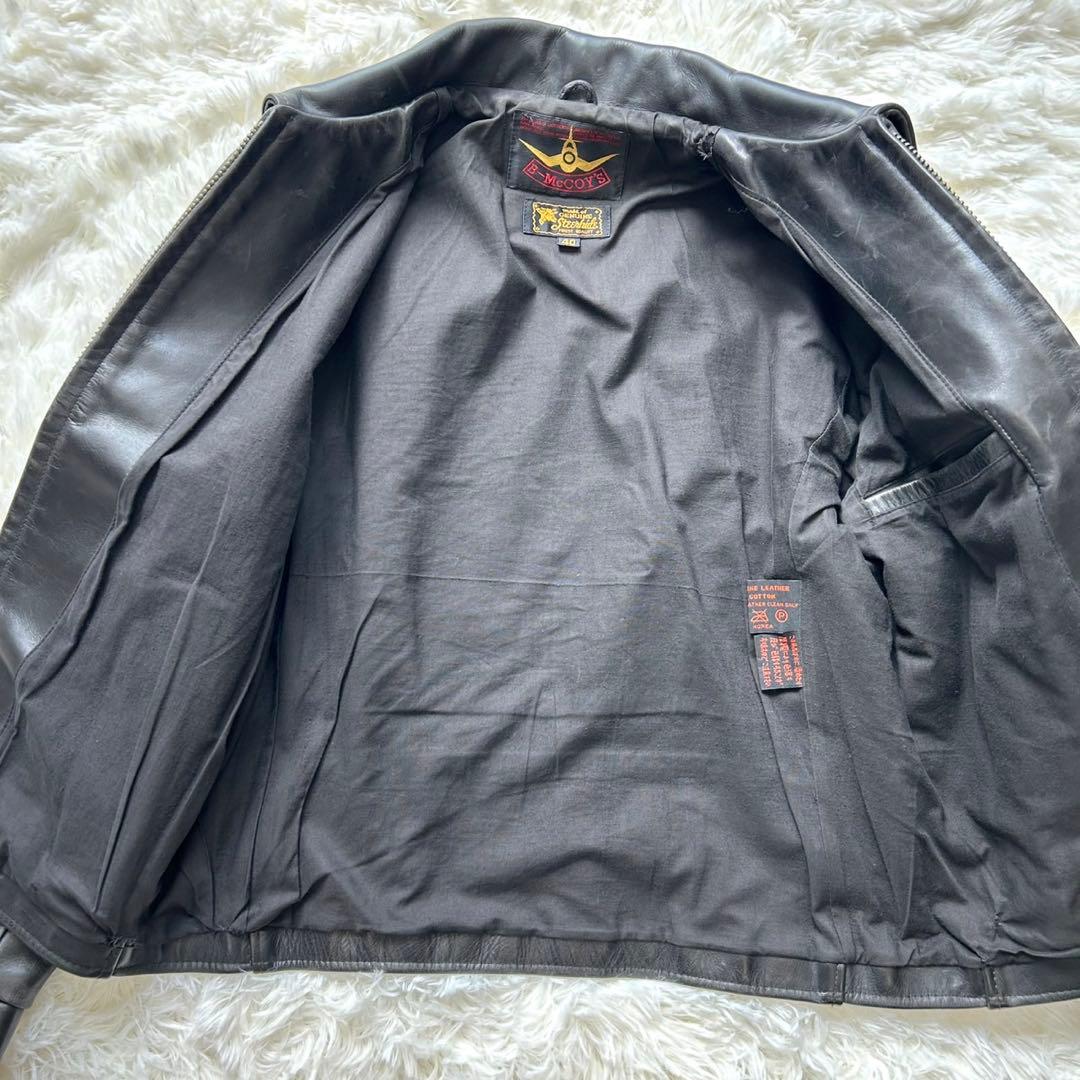 B-McCOY'S レザー シングルライダースジャケット 黒 牛革