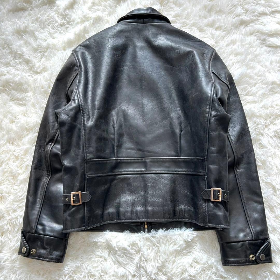 B-McCOY'S レザー シングルライダースジャケット 黒 牛革