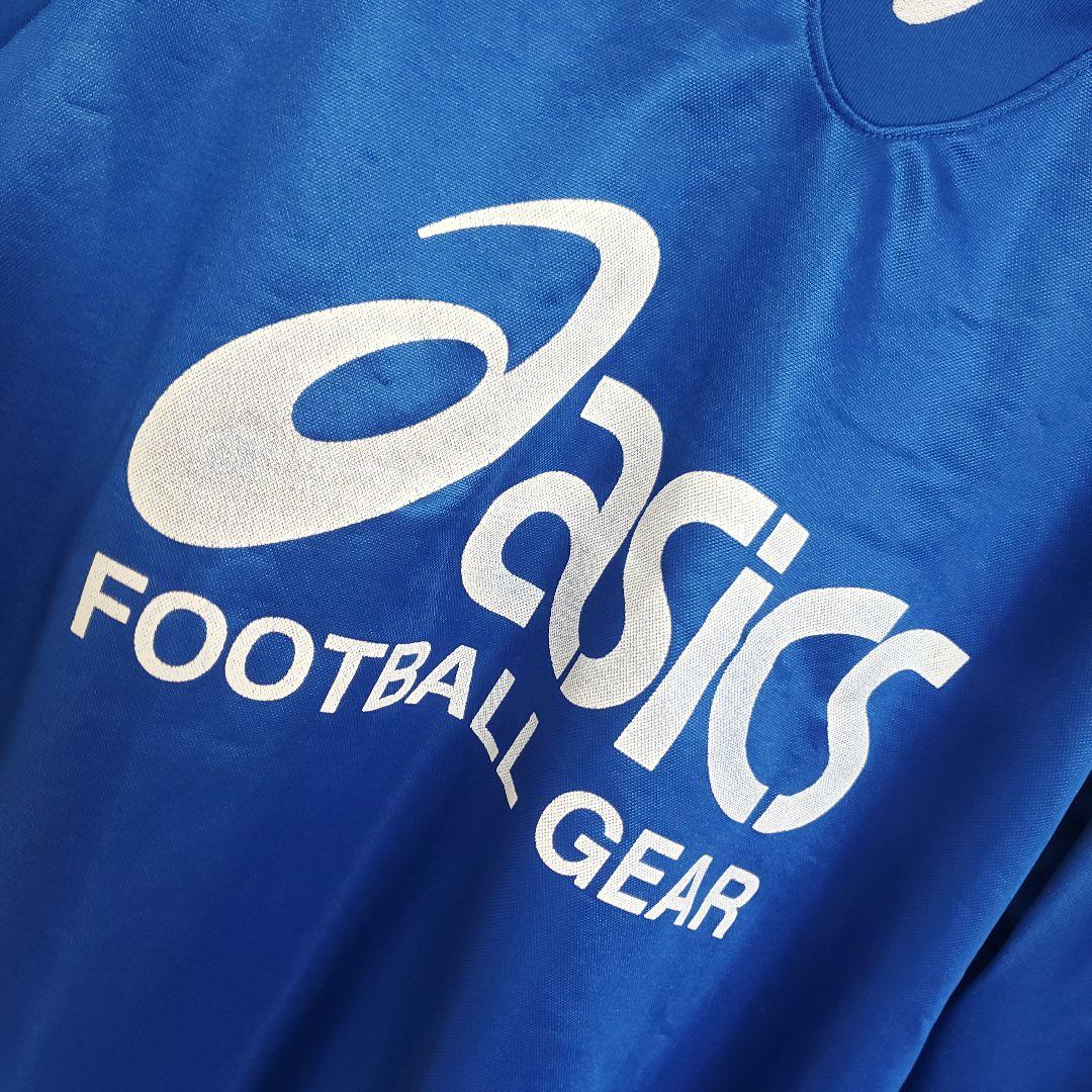 90s asics FOOTBALL GEAR ウェア ロンT ゲームシャツ 青