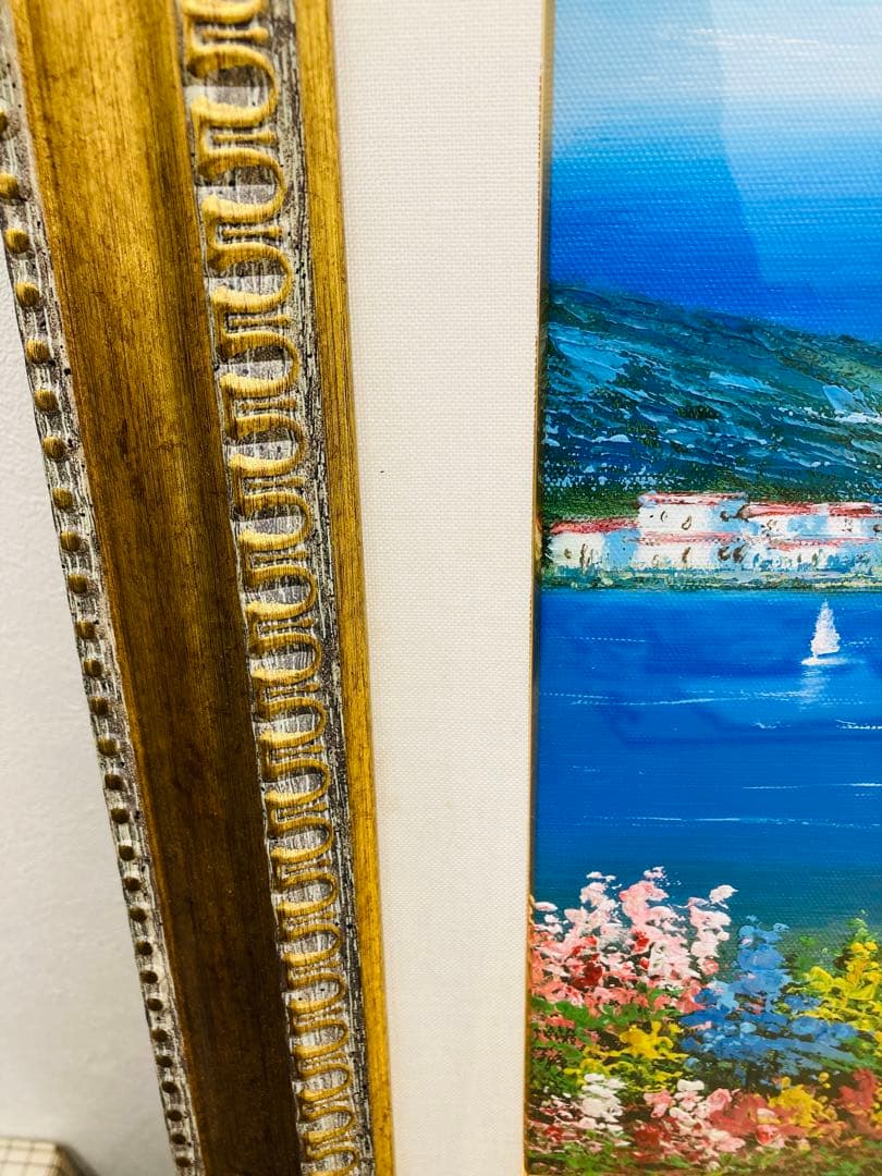 絵画 風景画 油絵 肉筆油彩画 地中海への道 王群作