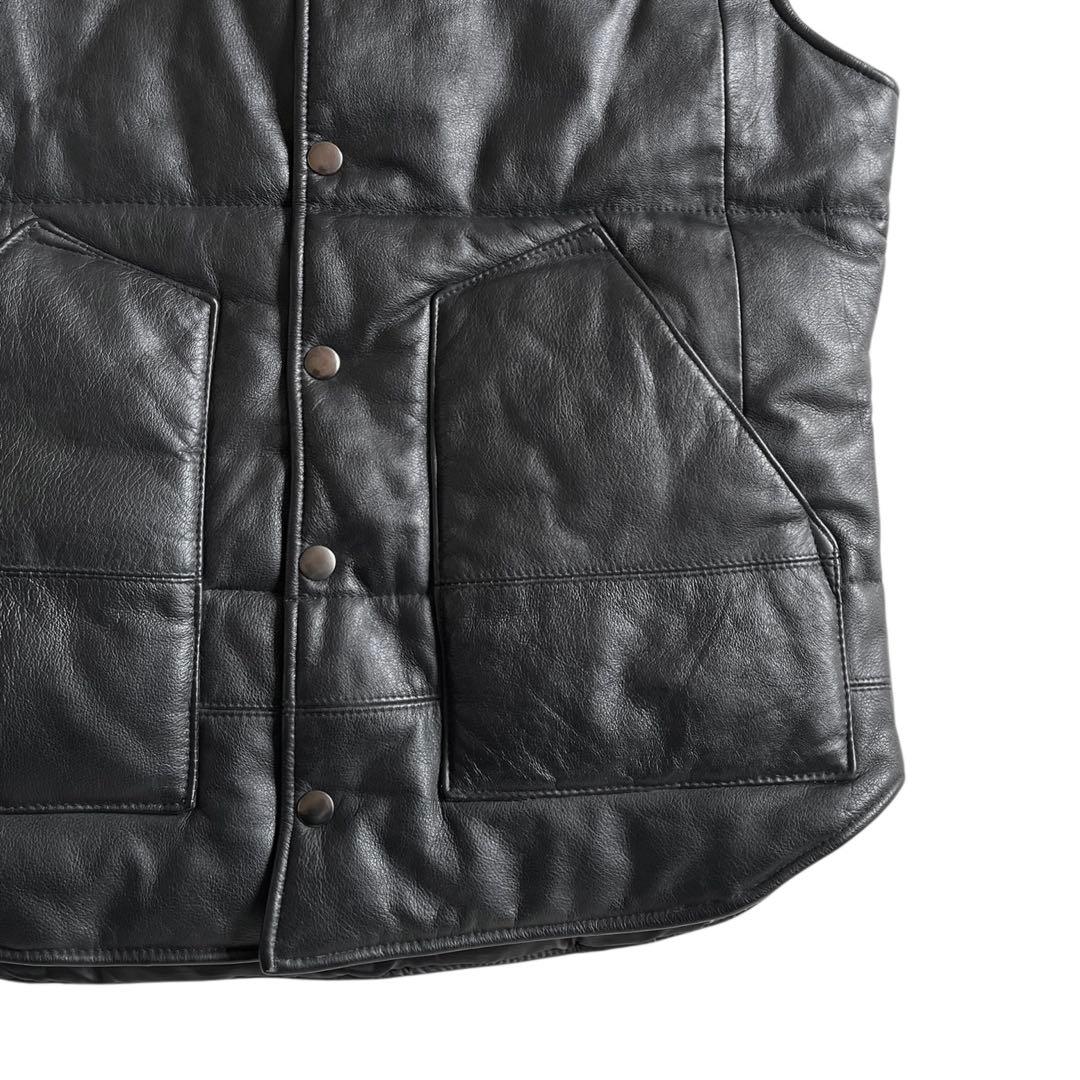 00s y2k 本革 オールレザー ダウンベスト 中綿 パファー グランジ コア