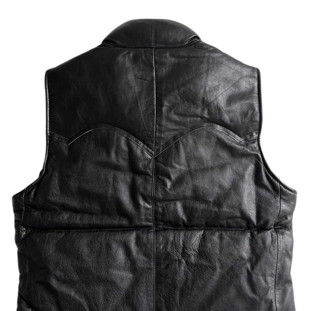 00s y2k 本革 オールレザー ダウンベスト 中綿 パファー グランジ コア