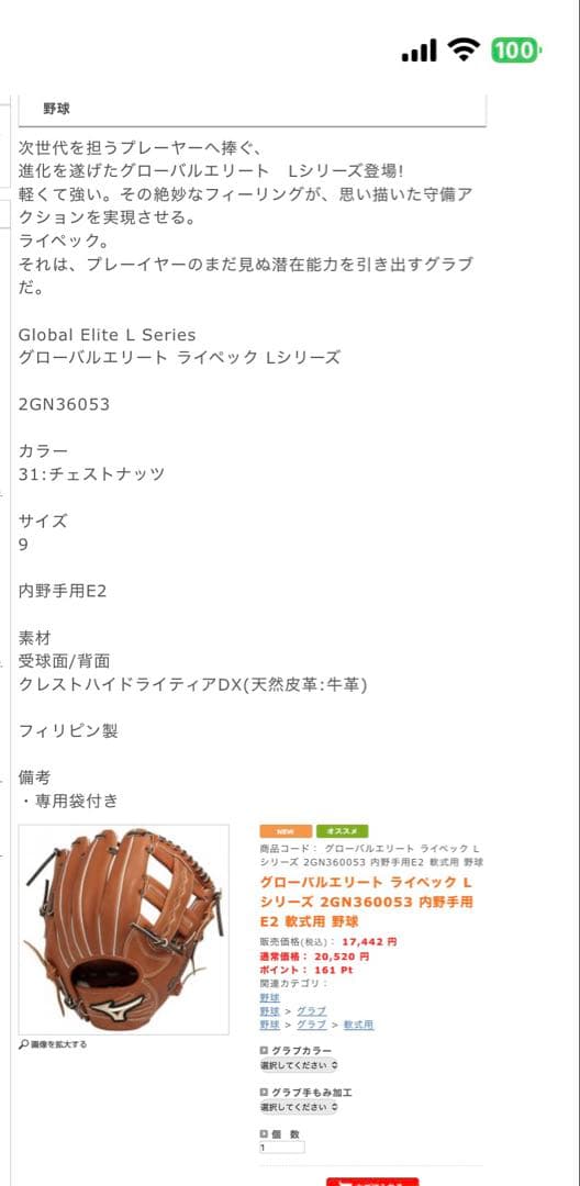 当時物/メンテ済み ミズノ Global Elite Lseries 内野 大人