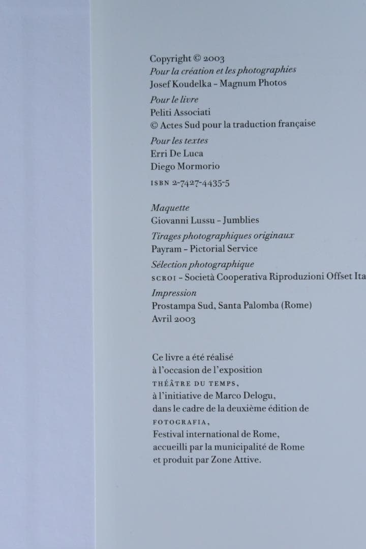 【Theatre du temps: Josef Koudelka】★新品未読品