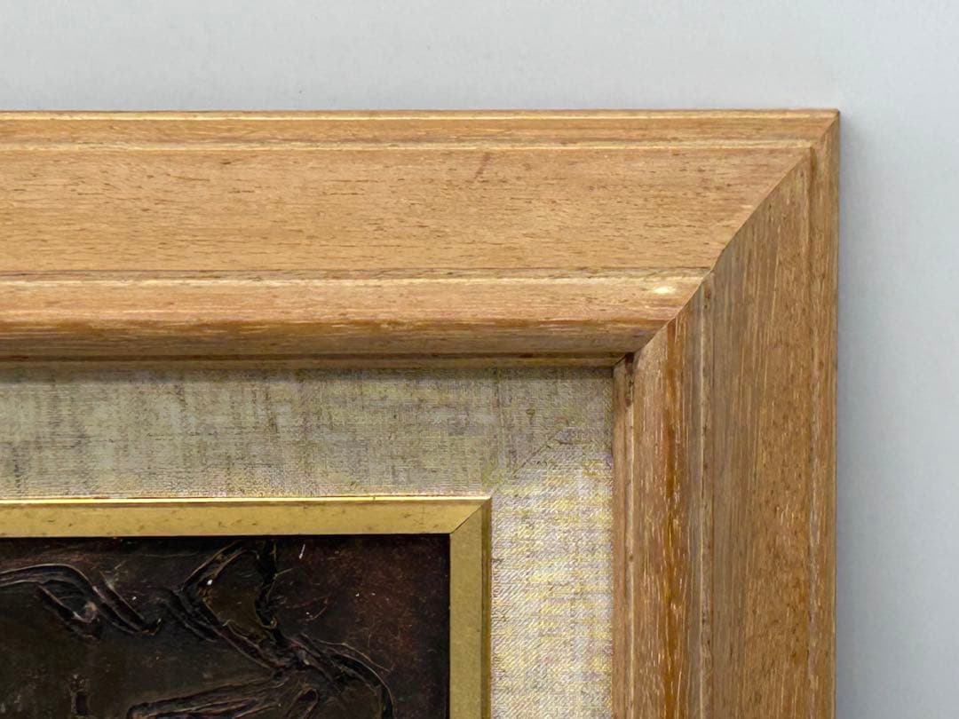 【真作】熊谷榧 かいばのロバ 1979年制作 油彩画　-293-