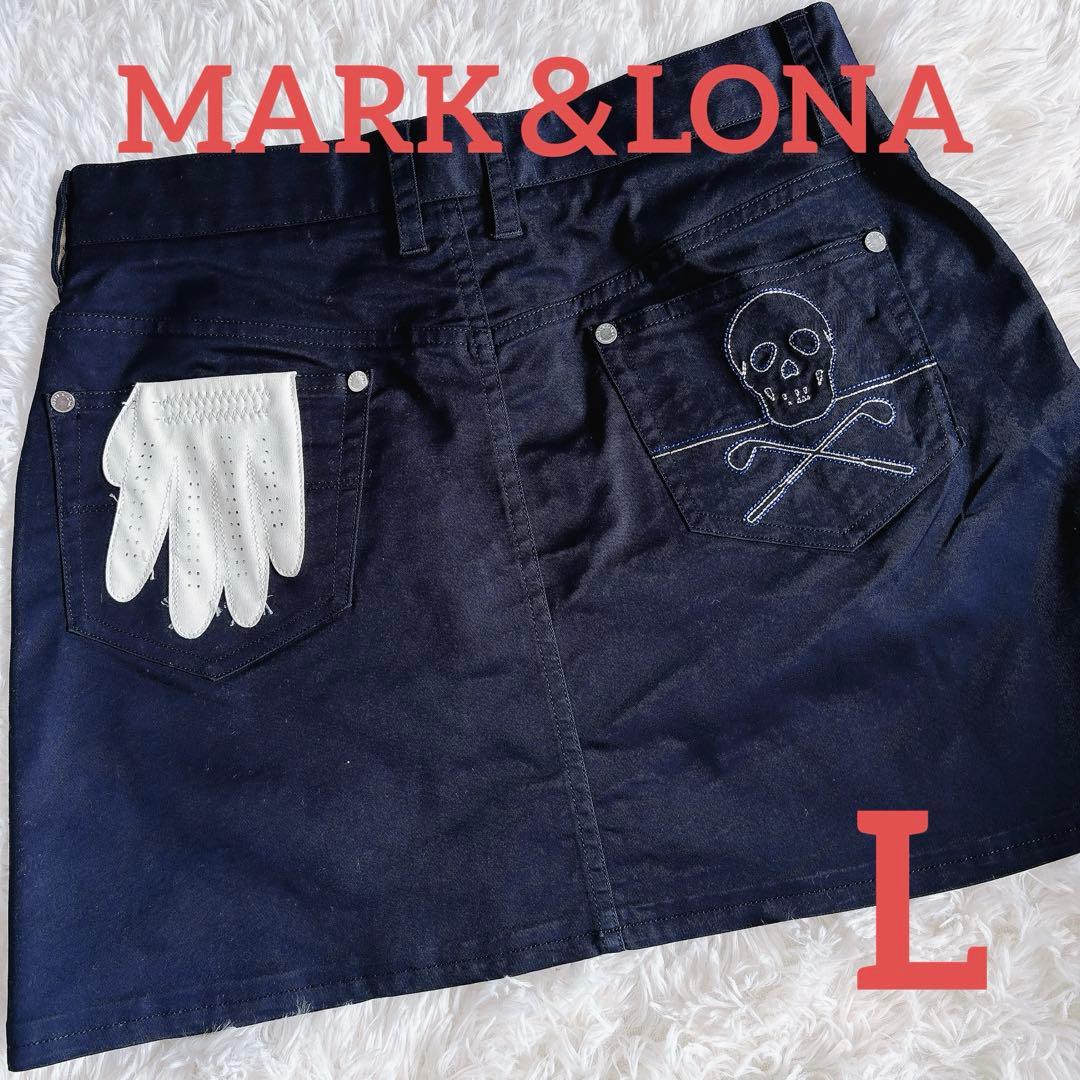 MARK＆LONA スカル 刺繍 ネイビー ミニスカート L ゴルフウェア