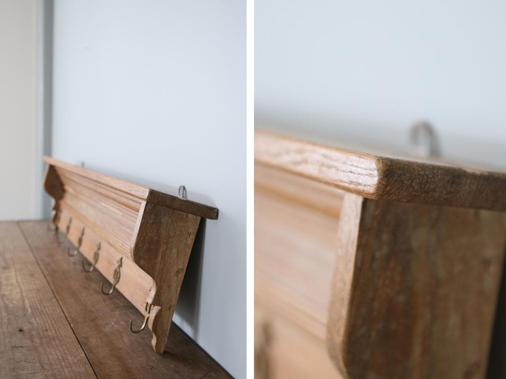 フランスアンティーク木製ウォールフック/シェルフ/壁掛けラック(86-162)