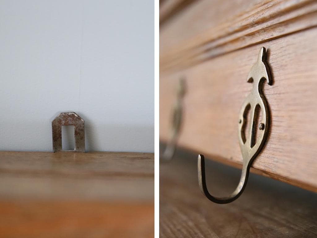 フランスアンティーク木製ウォールフック/シェルフ/壁掛けラック(86-162)