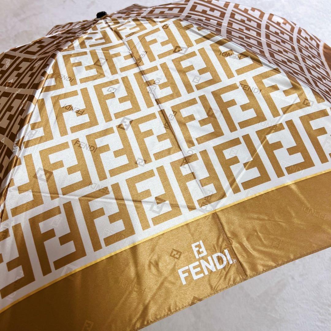 FENDI フェンディ FF ズッカ 折り畳み傘 ゴールド 金