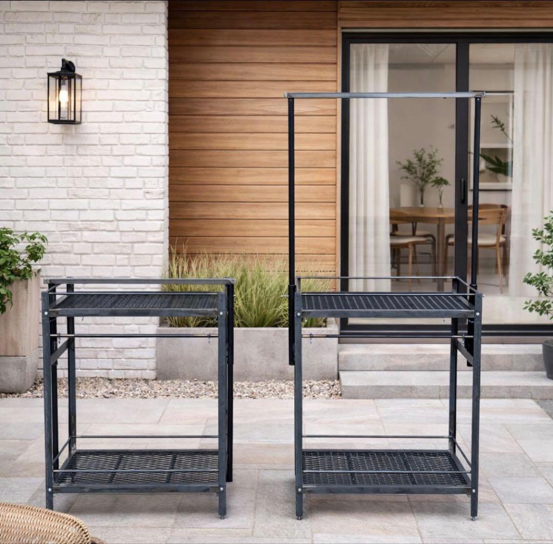 塗装前完成品　一台のみ　アイアン植物棚　給水トレイ、ダクトレール付