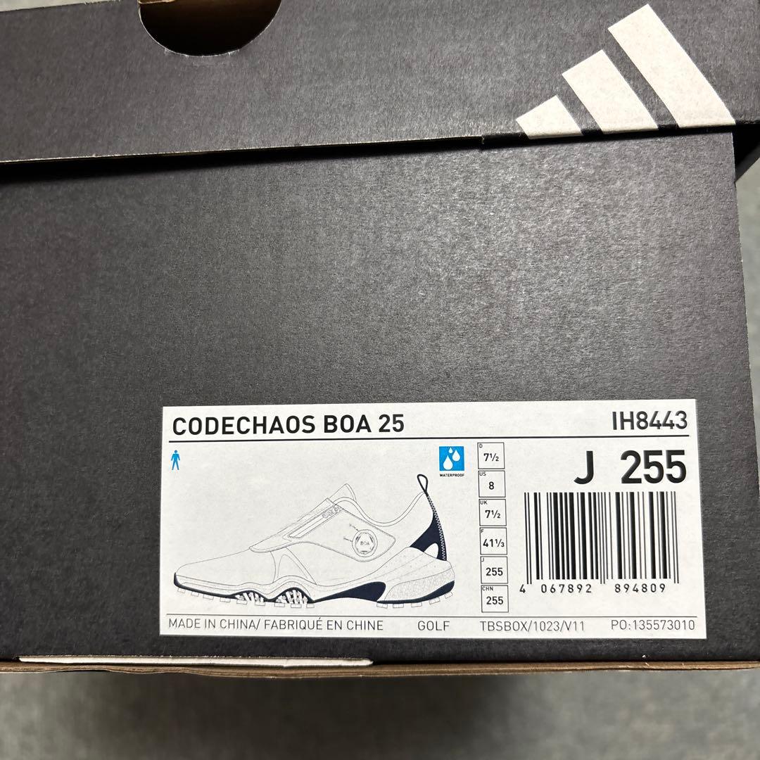 新品 adidas コードカオスボア25 ゴルフシューズ 25.5 ホワイト