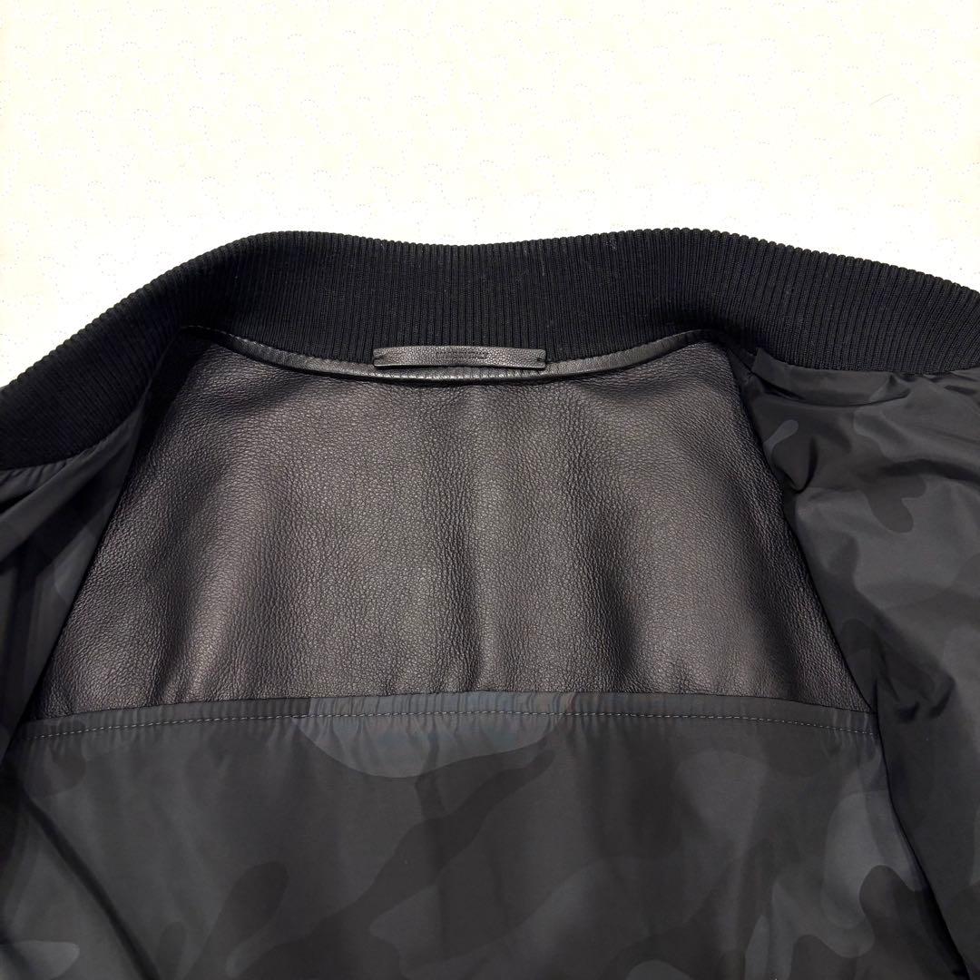 ☆美品☆VALENTINO ラムレザー ナイロン ブルゾン カモフラ柄 BLK