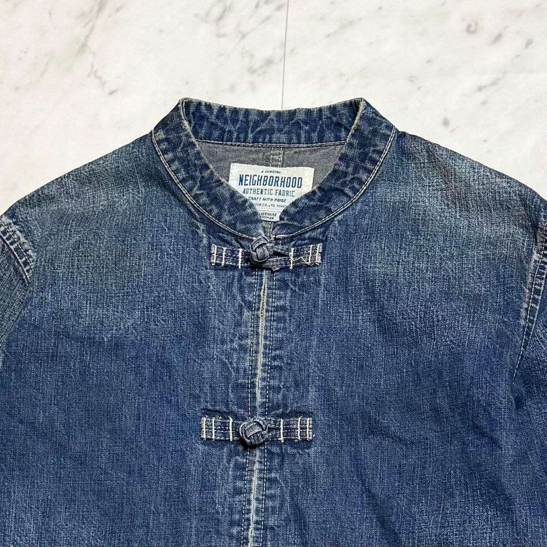 【訳あり】 NEIGHBORHOOD デニムカンフージャケット ペンキ飛ばし M