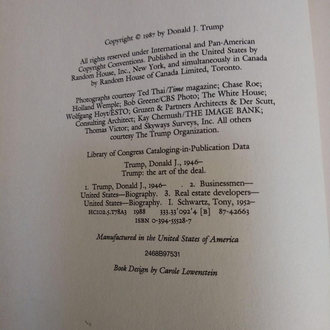 trump.the.art.of.the.dealトランプ自伝87年初版初著書