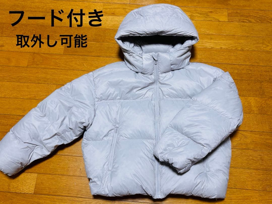 XEXYMIX フード付き グースダウンジャケット ライトグレー Lサイズ