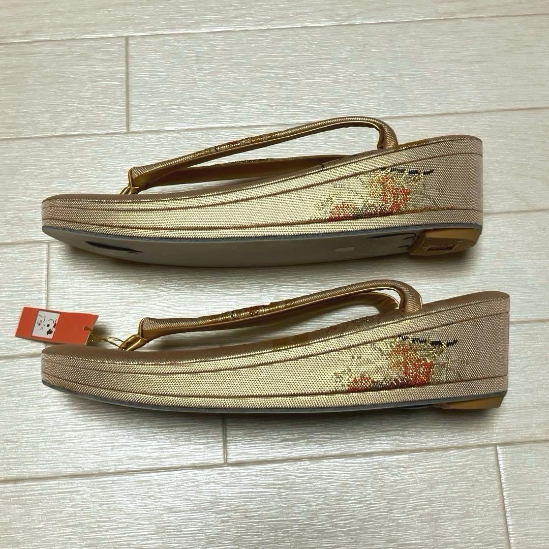 《未使用》佐賀錦　草履バッグセット　花ぎおん　ゴールド