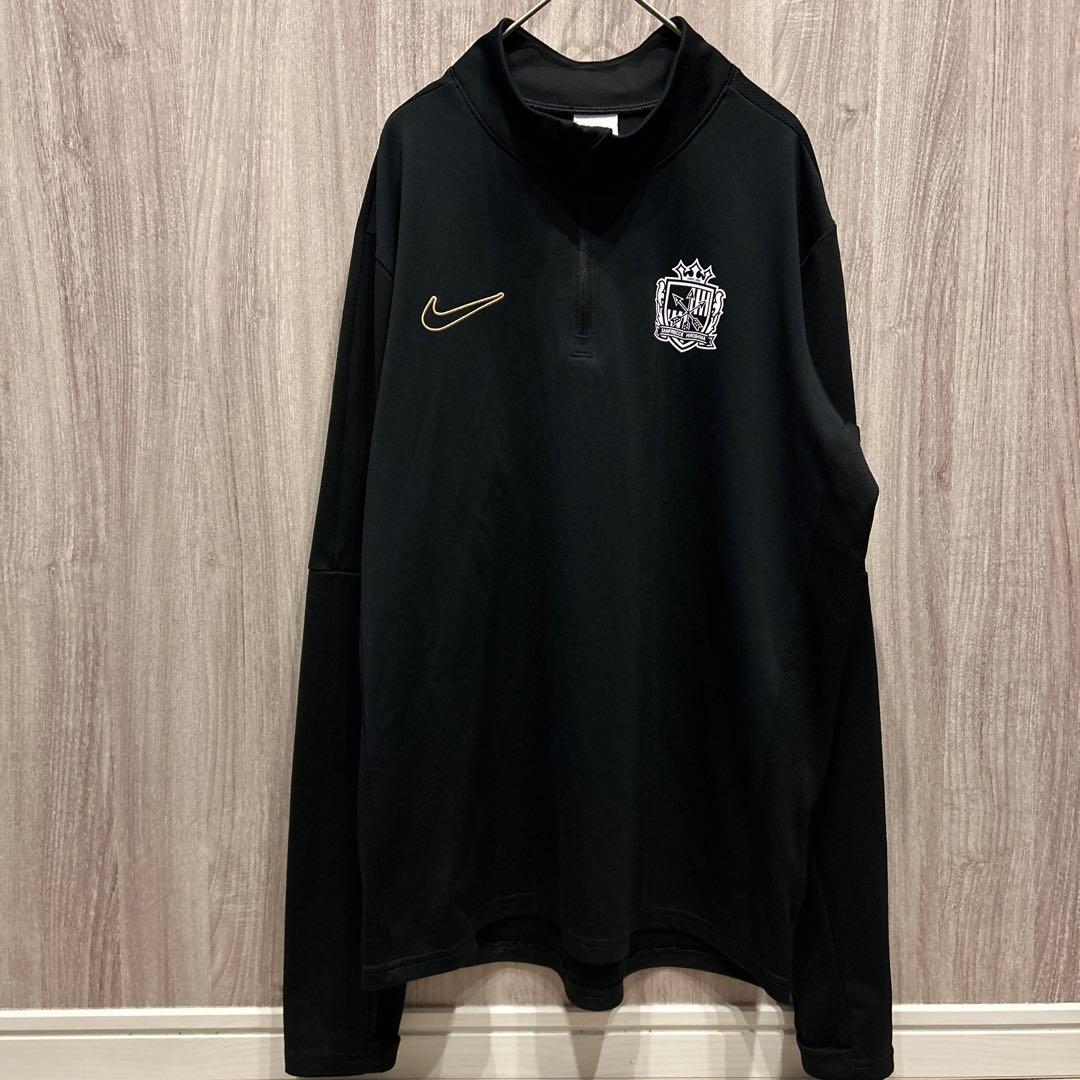 【美品】サンフレッチェ広島×NIKE ブラック ハーフジップ長袖シャツ 古着 L