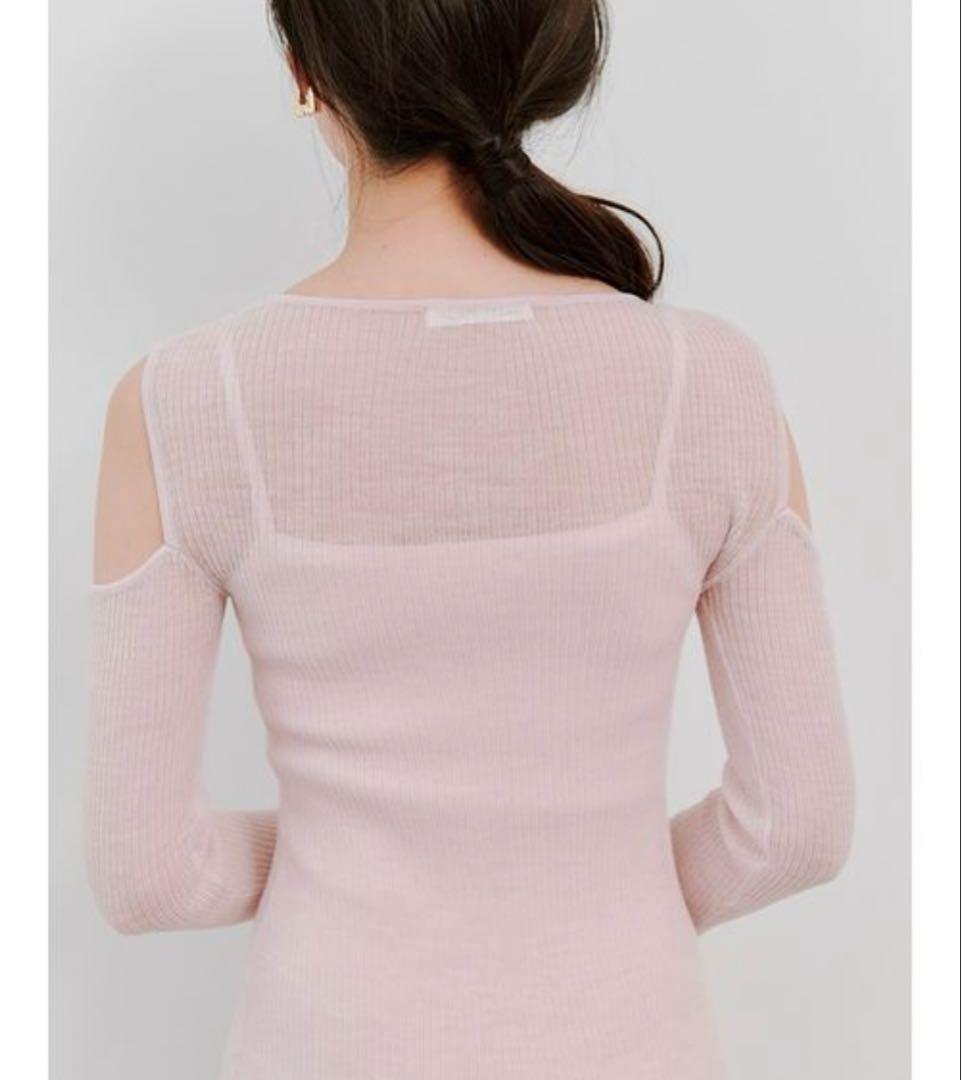 スナイデル　オープンショルダーシアーニットワンピース