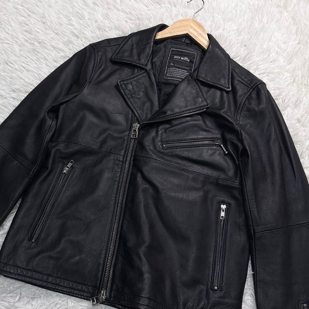 エディフィス ライダースジャケット レザー ダブル L ブラック