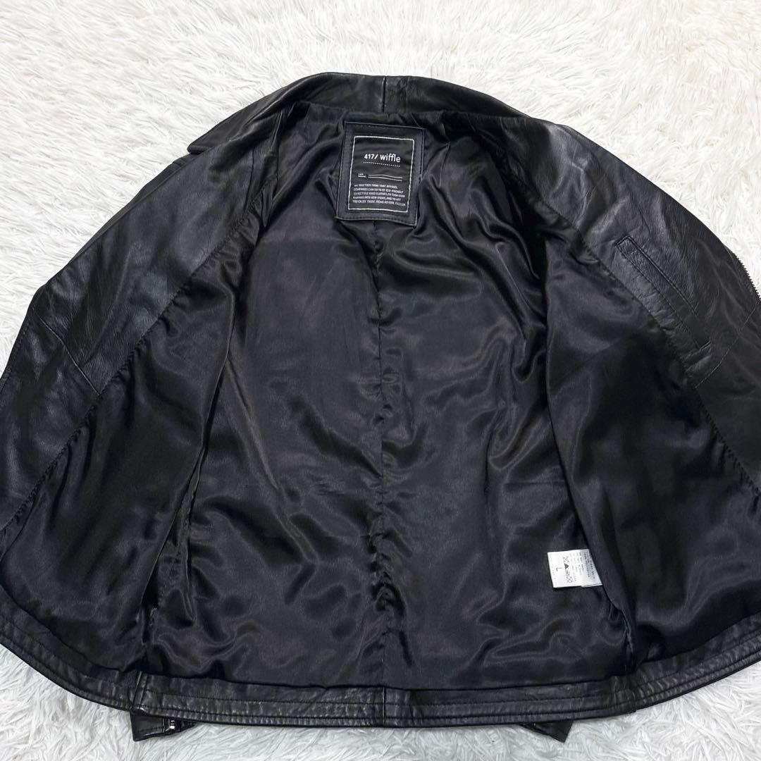 エディフィス ライダースジャケット レザー ダブル L ブラック