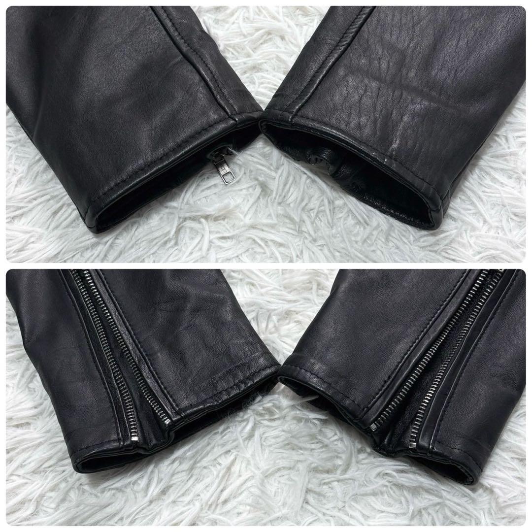 エディフィス ライダースジャケット レザー ダブル L ブラック