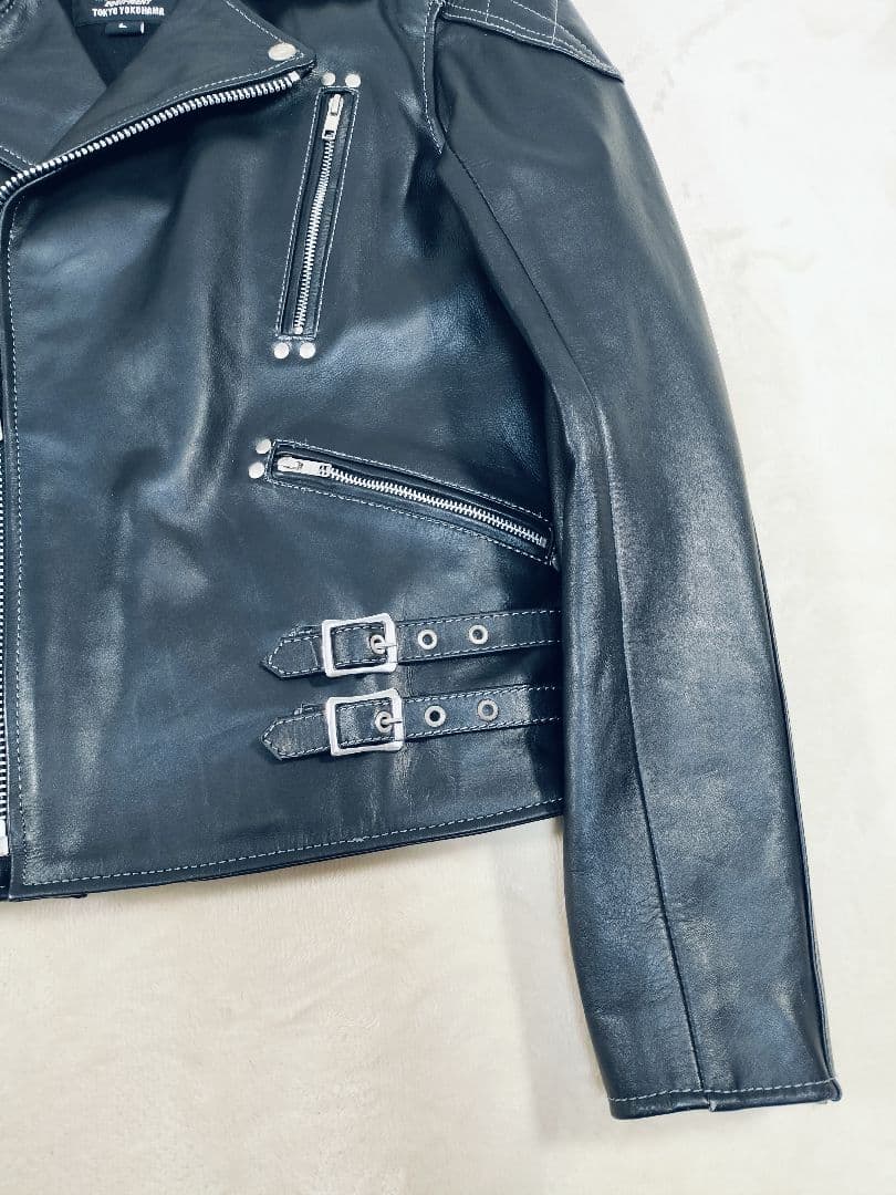 【良品】YELLOW CORN カウレザー ダブルライダース 黒 Lサイズ