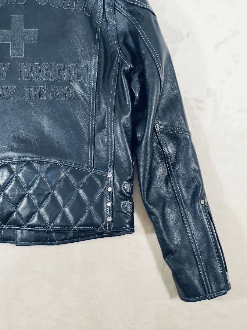 【良品】YELLOW CORN カウレザー ダブルライダース 黒 Lサイズ