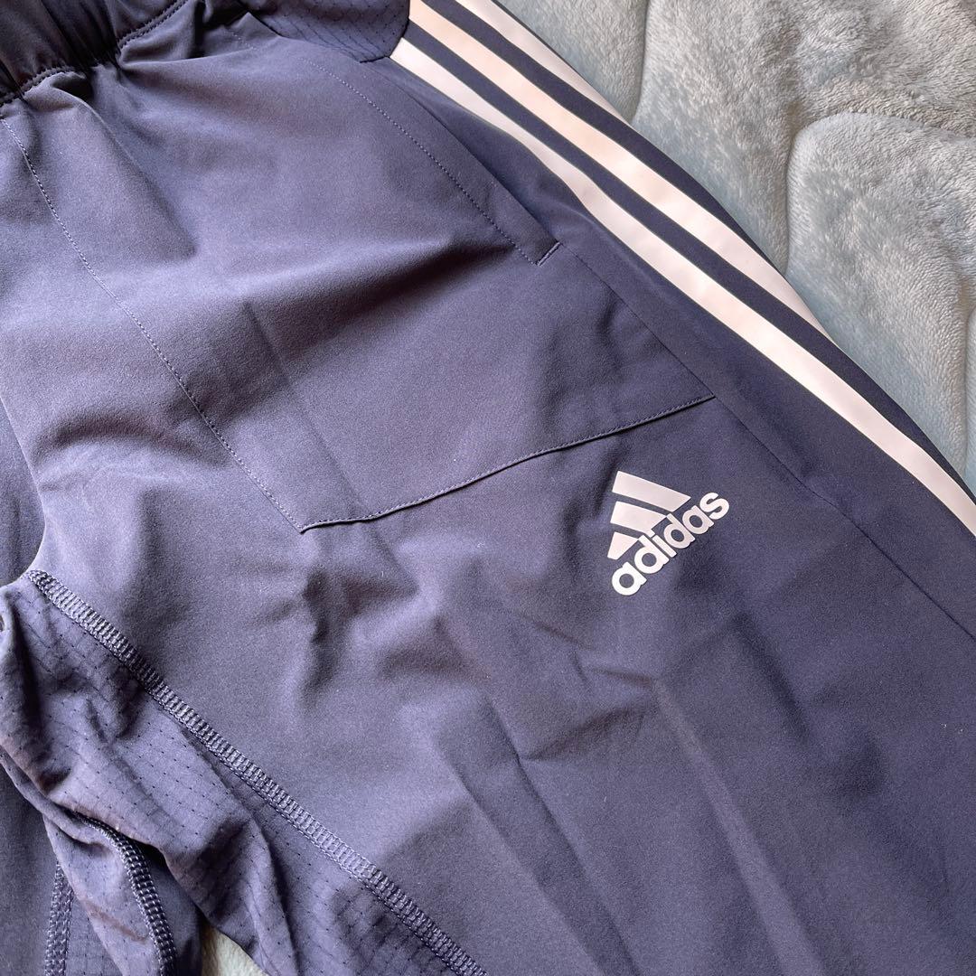 adidas ストライプジャージパンツ ネイビー