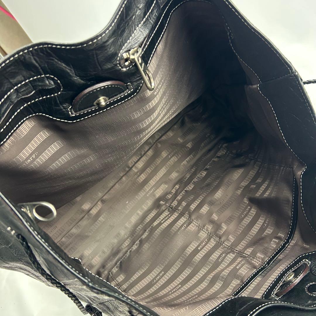 【美品】アニアリ　トートバッグ　レザー　大容量　クロコ型押し　肩掛け　ビジネス