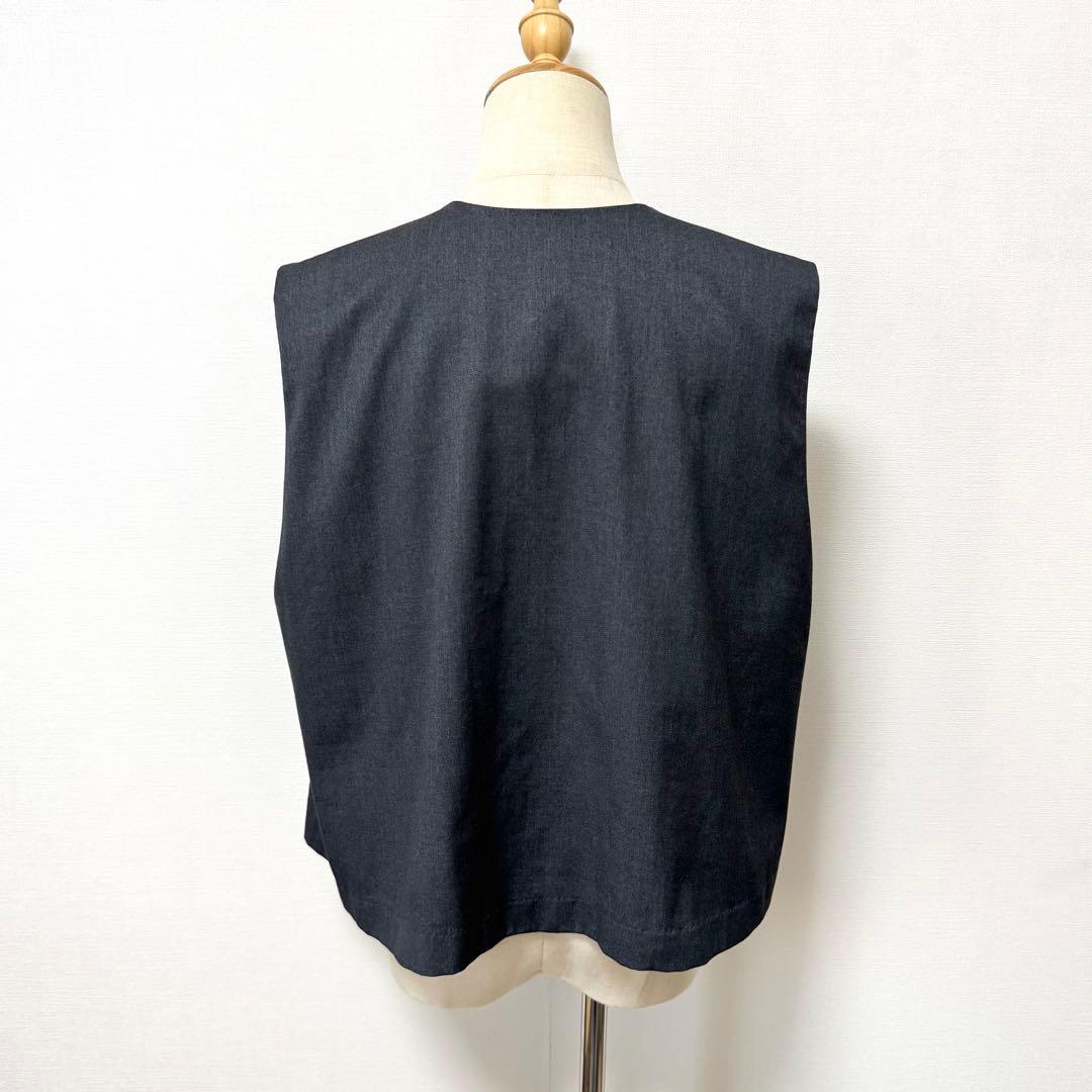 ミズイロインド ストレッチ クルーネック ショート ベスト チャコールグレー